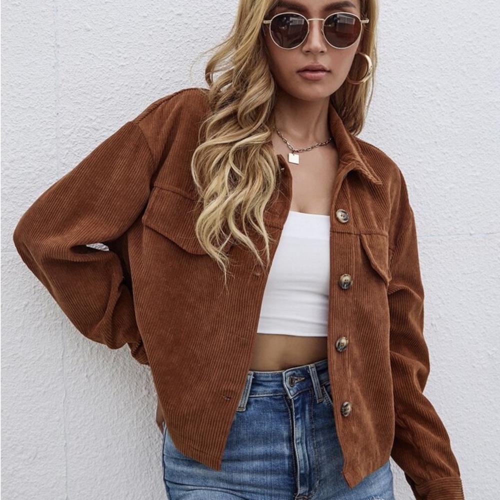 Collared Corduroy Jacket Button Down | Color: Camel / Cognac | Size: Women’s S